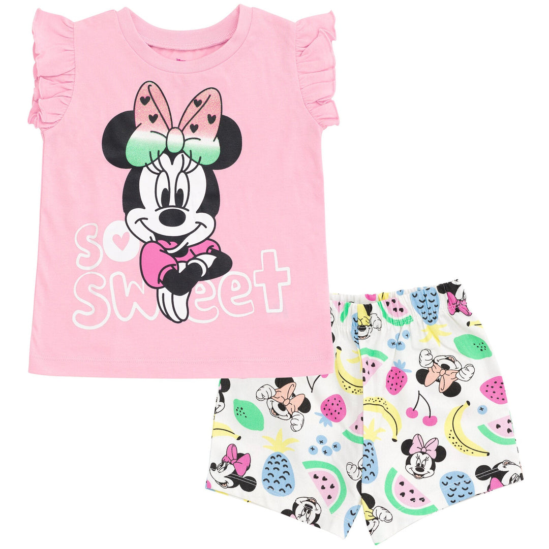 Disney Minnie Mouse T-Shirt and Bike Shorts Twill Outfit Set - imagikids