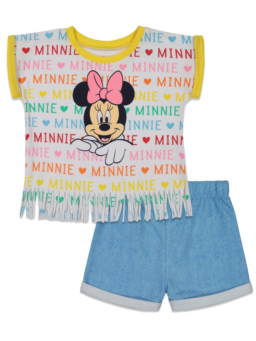 Disney Minnie Mouse T-Shirt and French Terry Shorts Outfit Set - imagikids