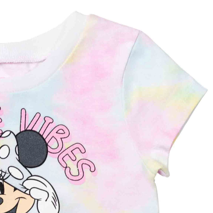 Disney Minnie Mouse T-Shirt French Terry Shorts and Scrunchie 3 Piece Outfit Set - imagikids