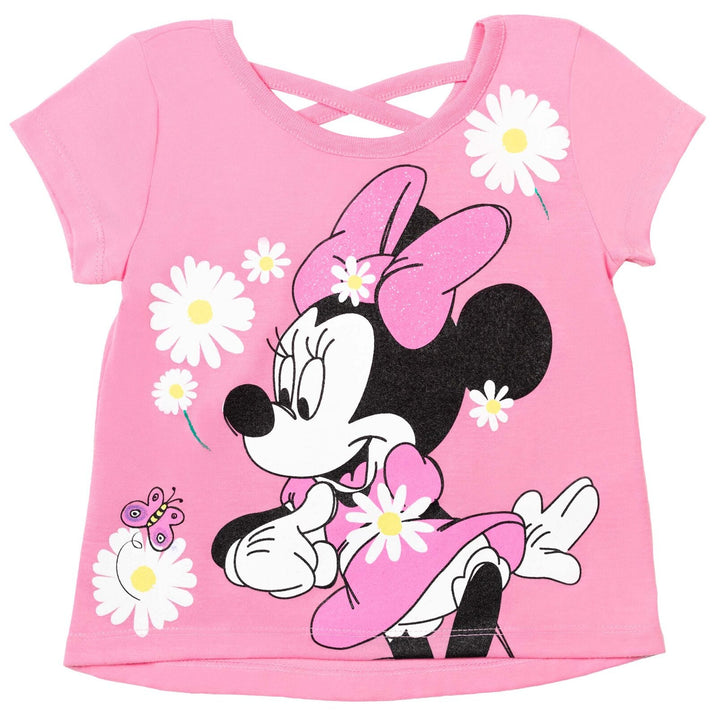 Disney Minnie Mouse T-Shirt French Terry Shorts and Scrunchie 3 Piece Outfit Set - imagikids