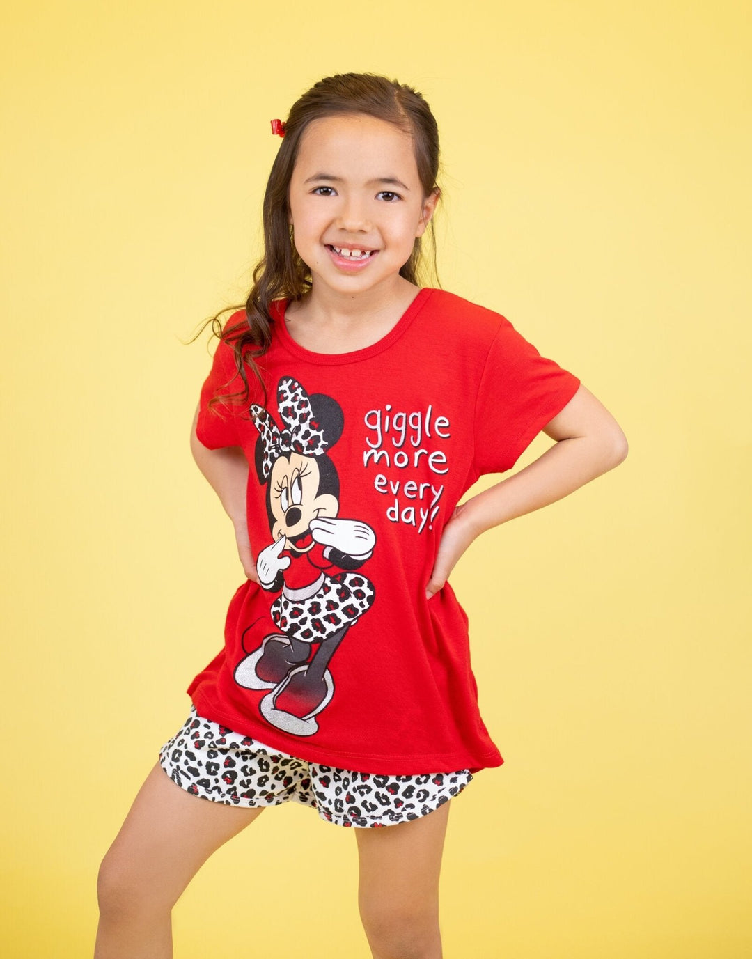 Disney Minnie Mouse T-Shirt French Terry Shorts and Scrunchie 3 Piece Outfit Set - imagikids