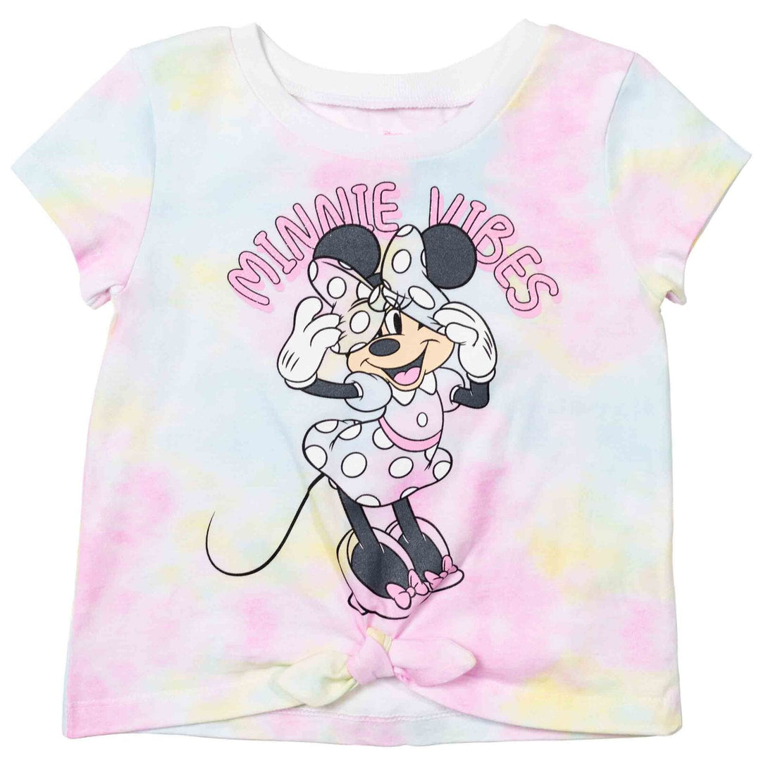 Disney Minnie Mouse T-Shirt French Terry Shorts and Scrunchie 3 Piece Outfit Set - imagikids