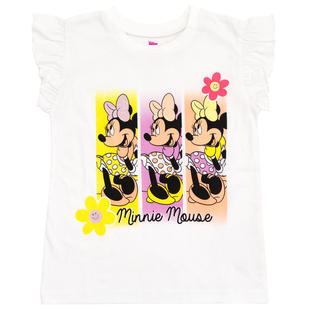 Disney Minnie Mouse T-Shirt French Terry Shorts and Scrunchie 3 Piece Outfit Set - imagikids