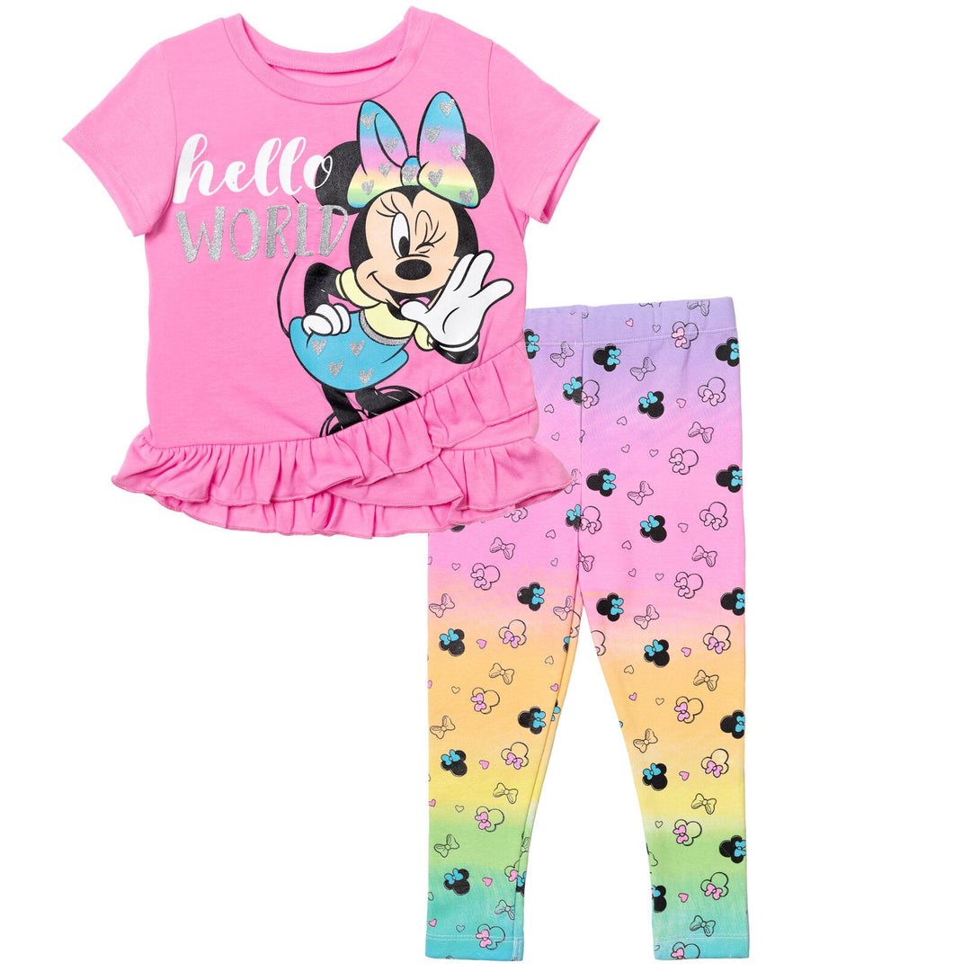 Disney Minnie Mouse T-Shirt Leggings and Scrunchie 3 Piece Outfit Set - imagikids