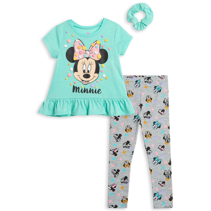 Disney Minnie Mouse T-Shirt Leggings and Scrunchie 3 Piece Outfit Set - imagikids