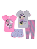 Disney Minnie Mouse T-Shirts Leggings and Dolphin Shorts 4 Piece Outfit Set