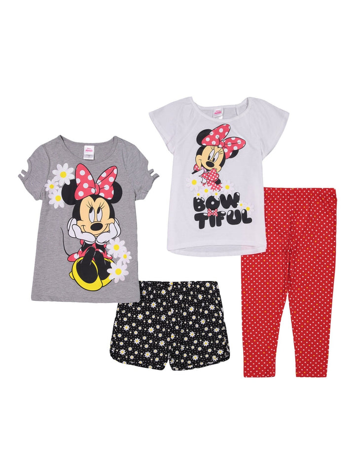 Disney Minnie Mouse T-Shirts Leggings and Shorts 4 Piece Outfit Set - imagikids