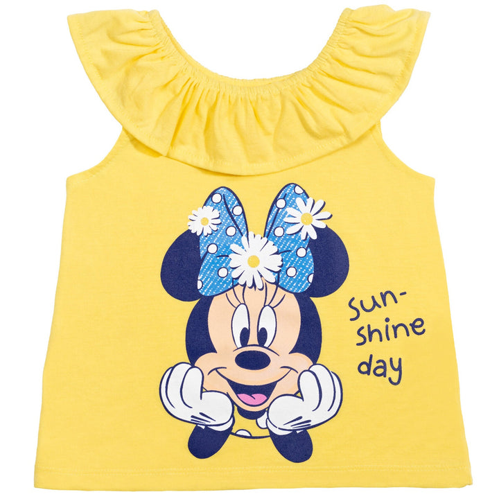 Disney Minnie Mouse Tank Top French Terry Shorts and Scrunchie 3 Piece Outfit Set - imagikids