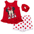 Disney Minnie Mouse Tank Top French Terry Shorts and Scrunchie 3 Piece Outfit Set