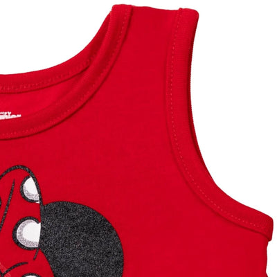 Disney Minnie Mouse Tank Top French Terry Shorts and Scrunchie 3 Piece Outfit Set - imagikids