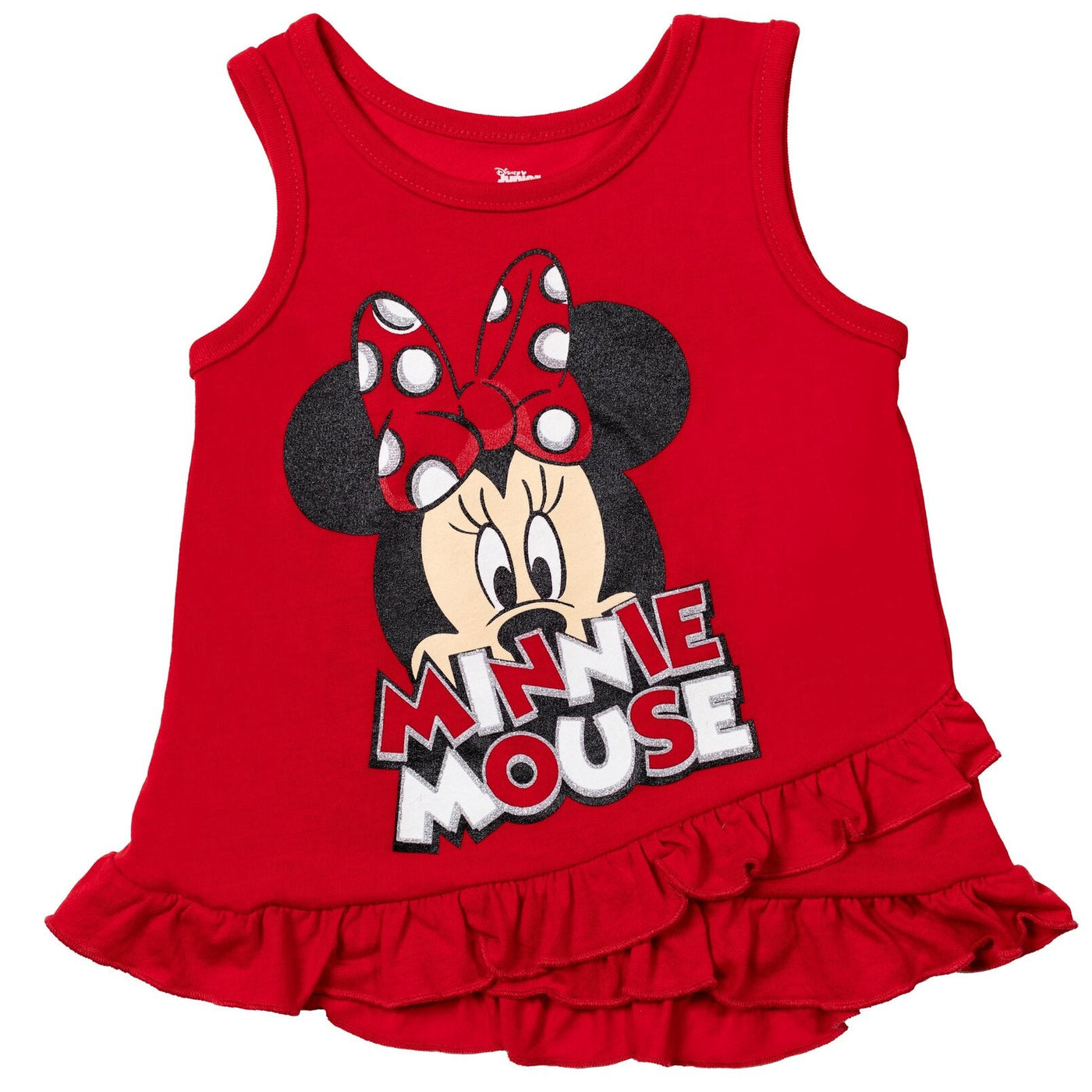 Disney Minnie Mouse Tank Top French Terry Shorts and Scrunchie 3 Piece Outfit Set - imagikids