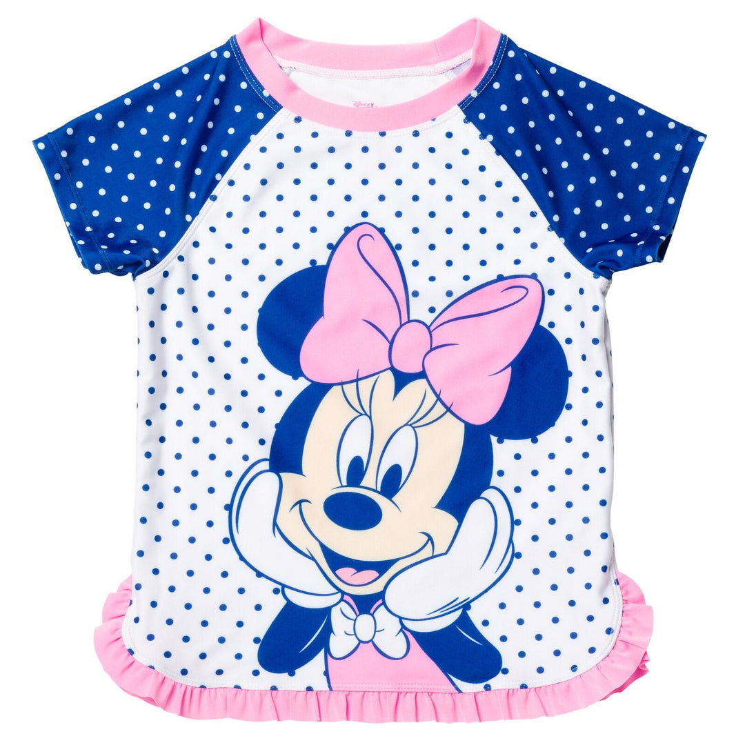 Disney Minnie Mouse UPF 50+ One Piece Bathing Suit Bikini Top Rash Guard Modest Swimsuit Skirt Bottom 5 Set - imagikids