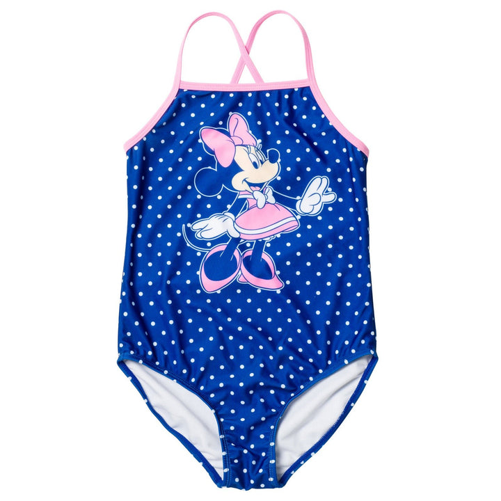 Disney Minnie Mouse UPF 50+ One Piece Bathing Suit Bikini Top Rash Guard Modest Swimsuit Skirt Bottom 5 Set - imagikids