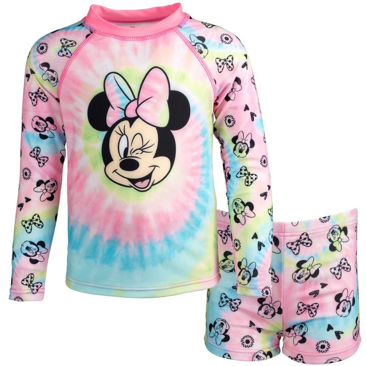 Disney Minnie Mouse UPF 50+ Rash Guard Swim Shorts Swimsuit Set - imagikids