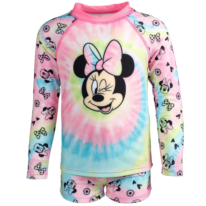 Disney Minnie Mouse UPF 50+ Rash Guard Swim Shorts Swimsuit Set - imagikids