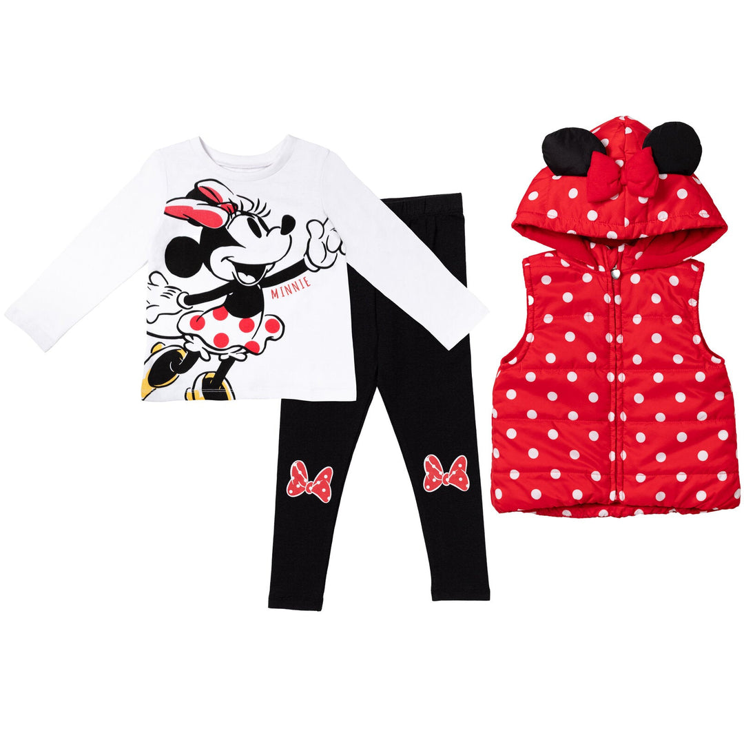 Disney Minnie Mouse Vest Cosplay T-Shirt and Leggings 3 Piece Outfit Set - imagikids