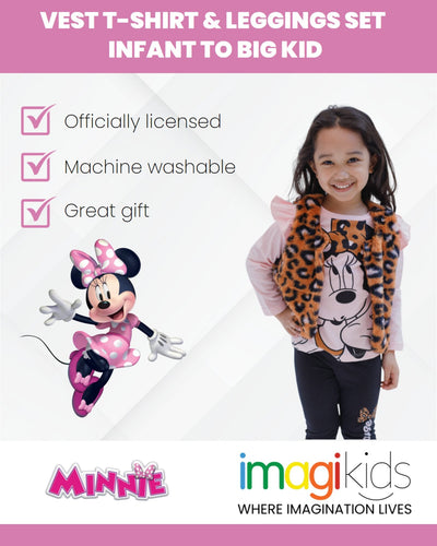 Disney Minnie Mouse Vest T-Shirt and Leggings 3 Piece Outfit Set - imagikids