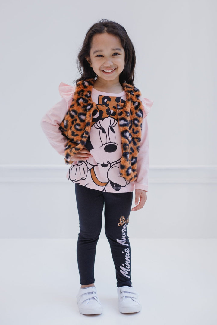 Disney Minnie Mouse Vest T-Shirt and Leggings 3 Piece Outfit Set - imagikids