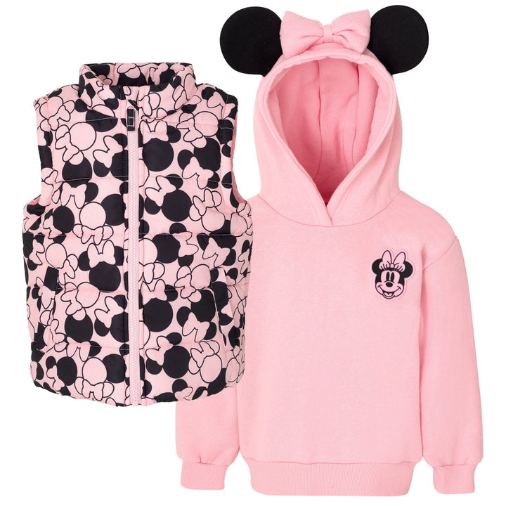 Disney Minnie Mouse Zip Up Vest 2fer Jacket and Pullover Hoodie - imagikids