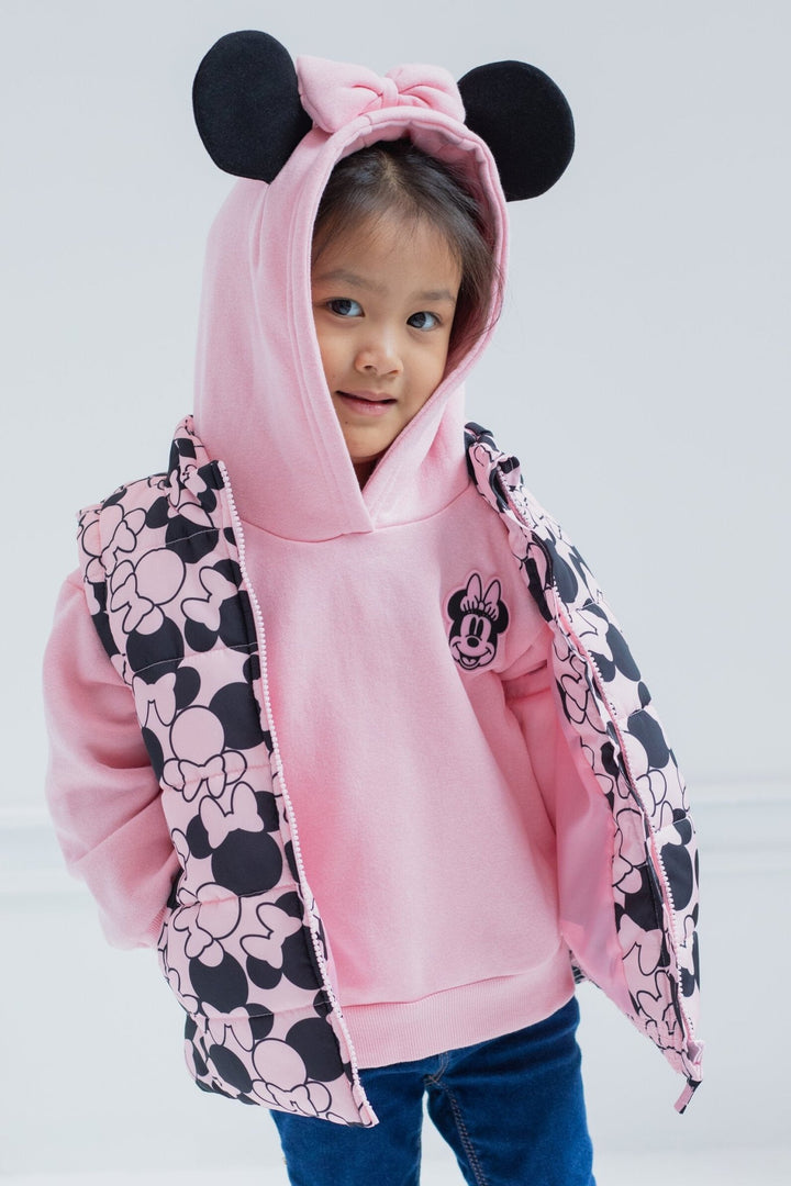 Disney Minnie Mouse Zip Up Vest 2fer Jacket and Pullover Hoodie - imagikids