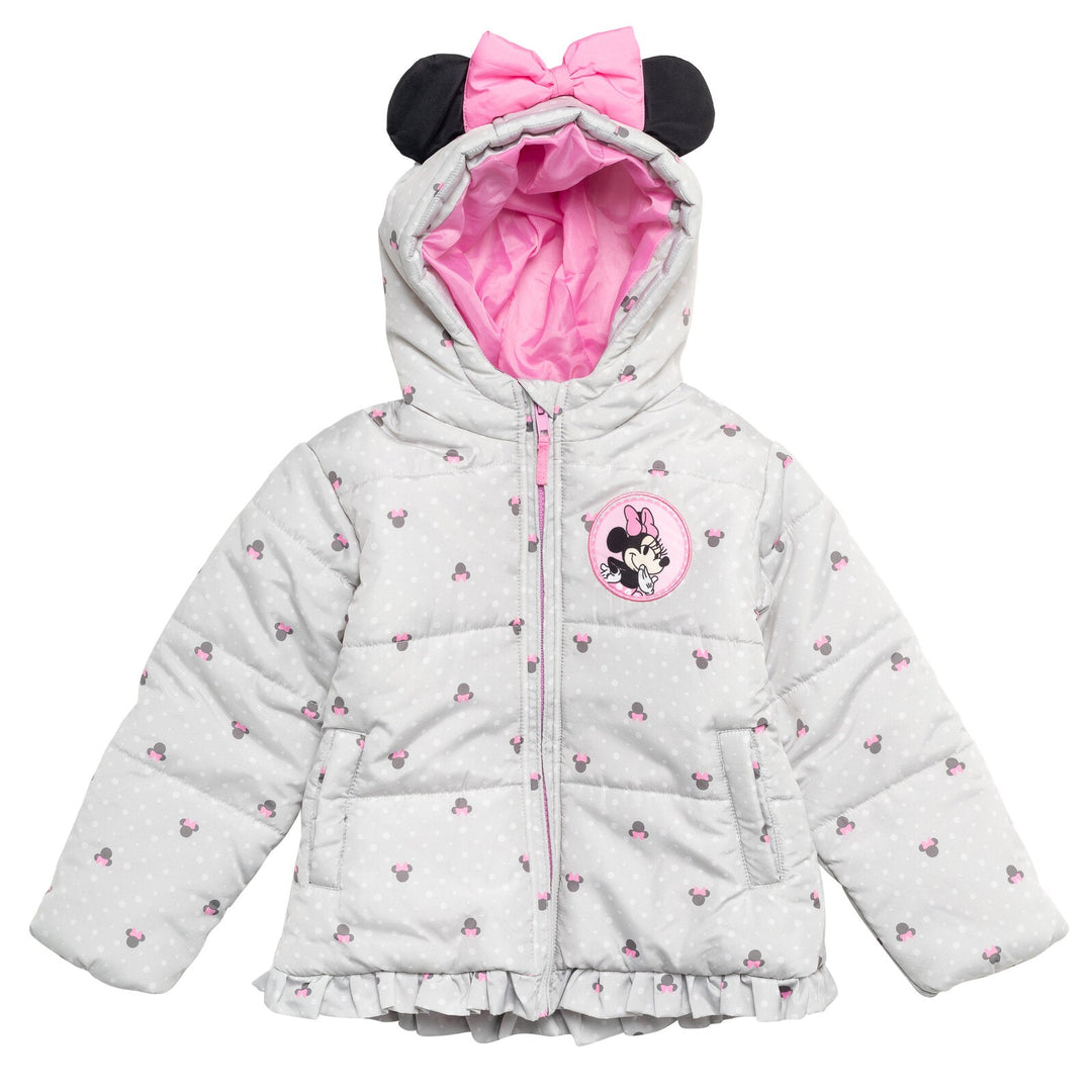 Disney Minnie Mouse Zip Up Winter Coat Puffer Jacket - imagikids