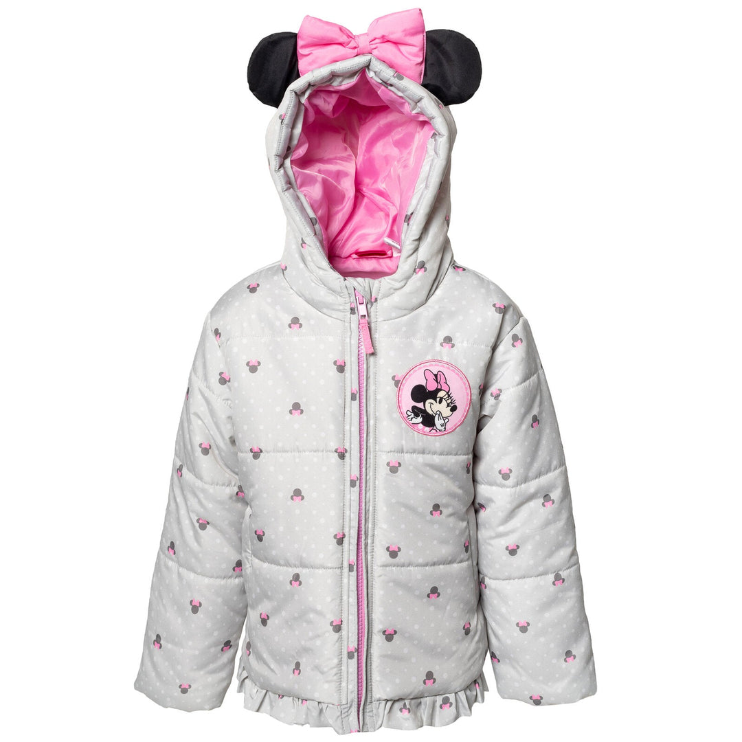 Disney Minnie Mouse Zip Up Winter Coat Puffer Jacket - imagikids