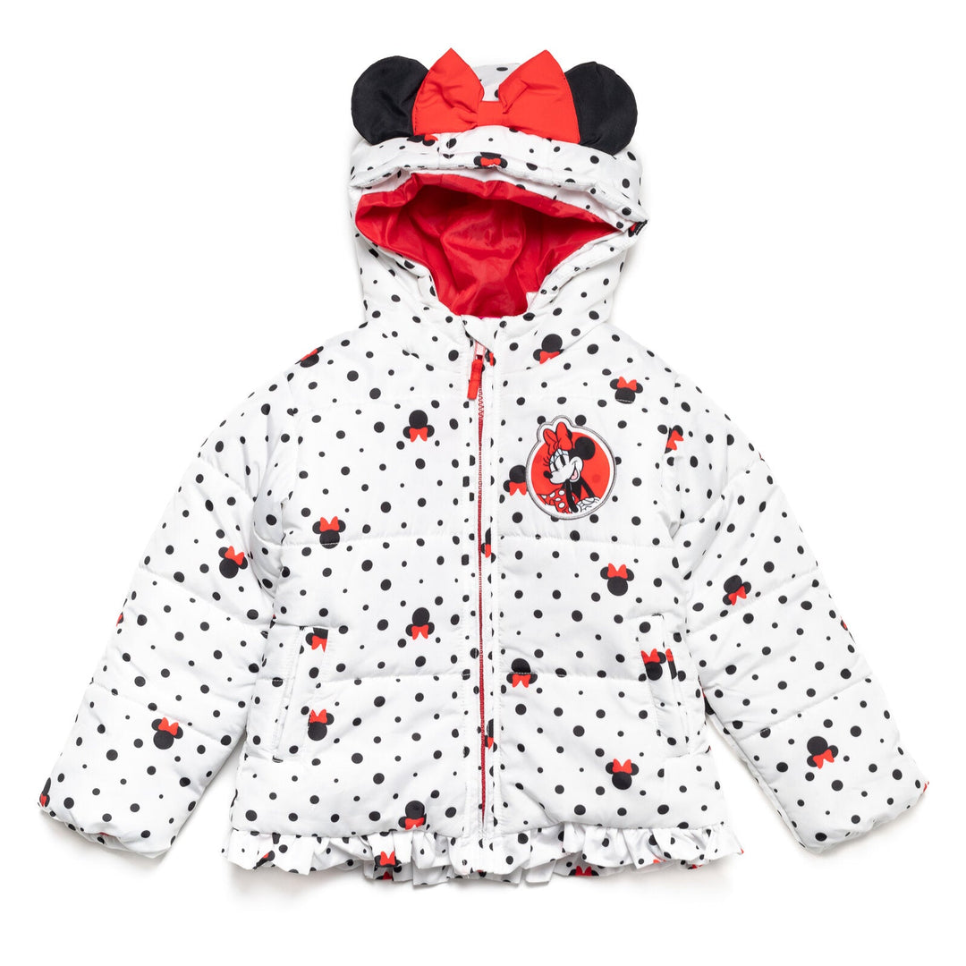 Disney Minnie Mouse Zip Up Winter Coat Puffer Jacket - imagikids