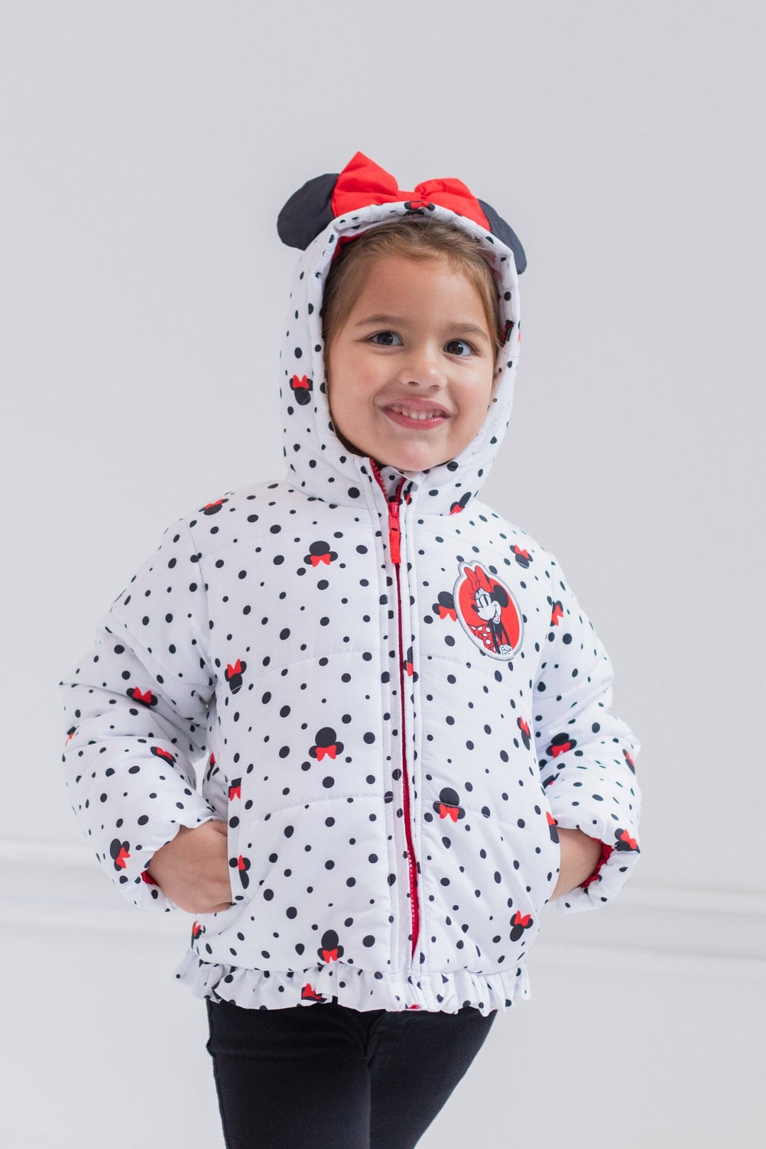 Disney Minnie Mouse Zip Up Winter Coat Puffer Jacket - imagikids