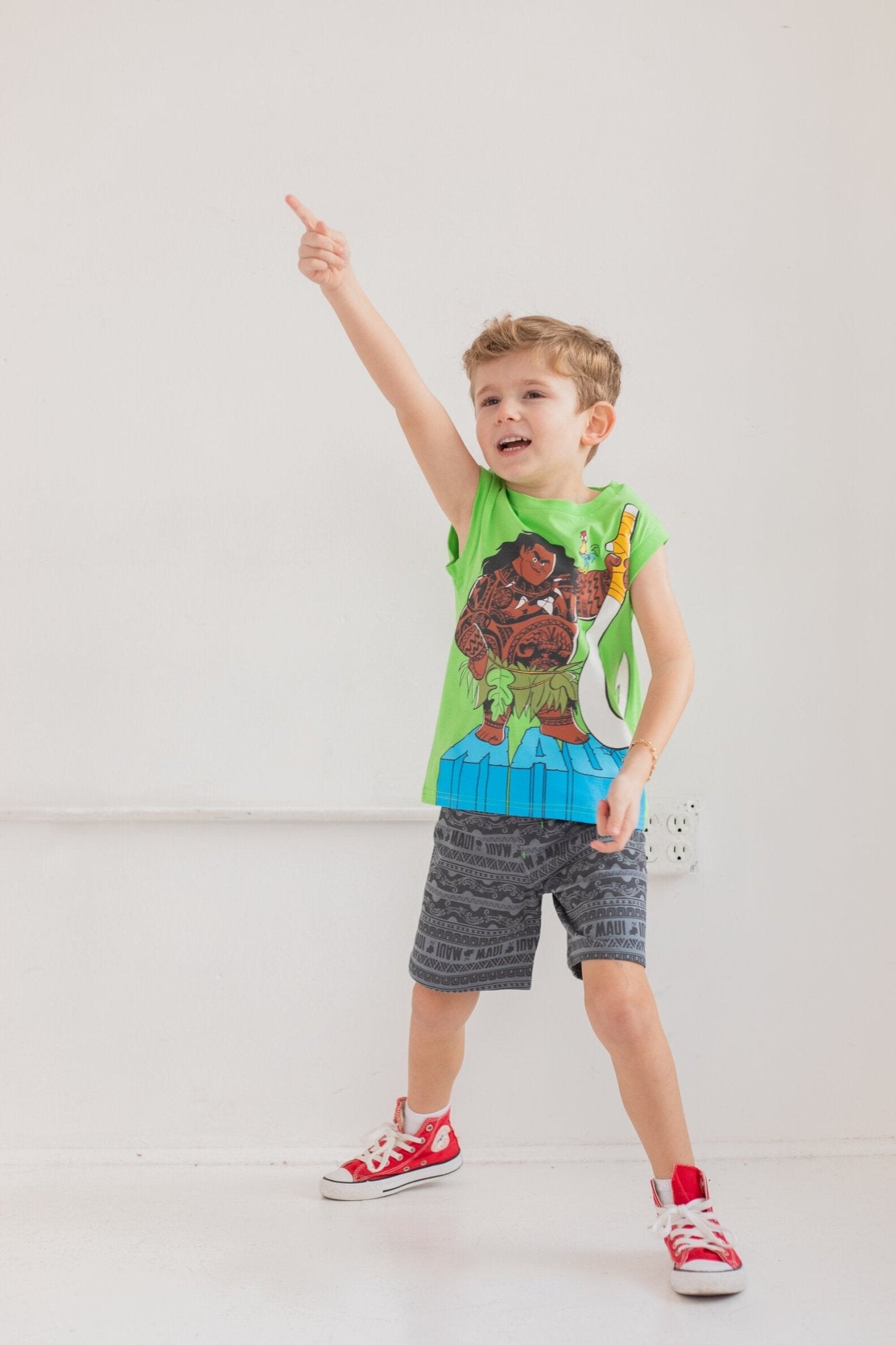 Disney Moana Maui French Terry T-Shirt Tank Top and Shorts 3 Piece Outfit Set - imagikids