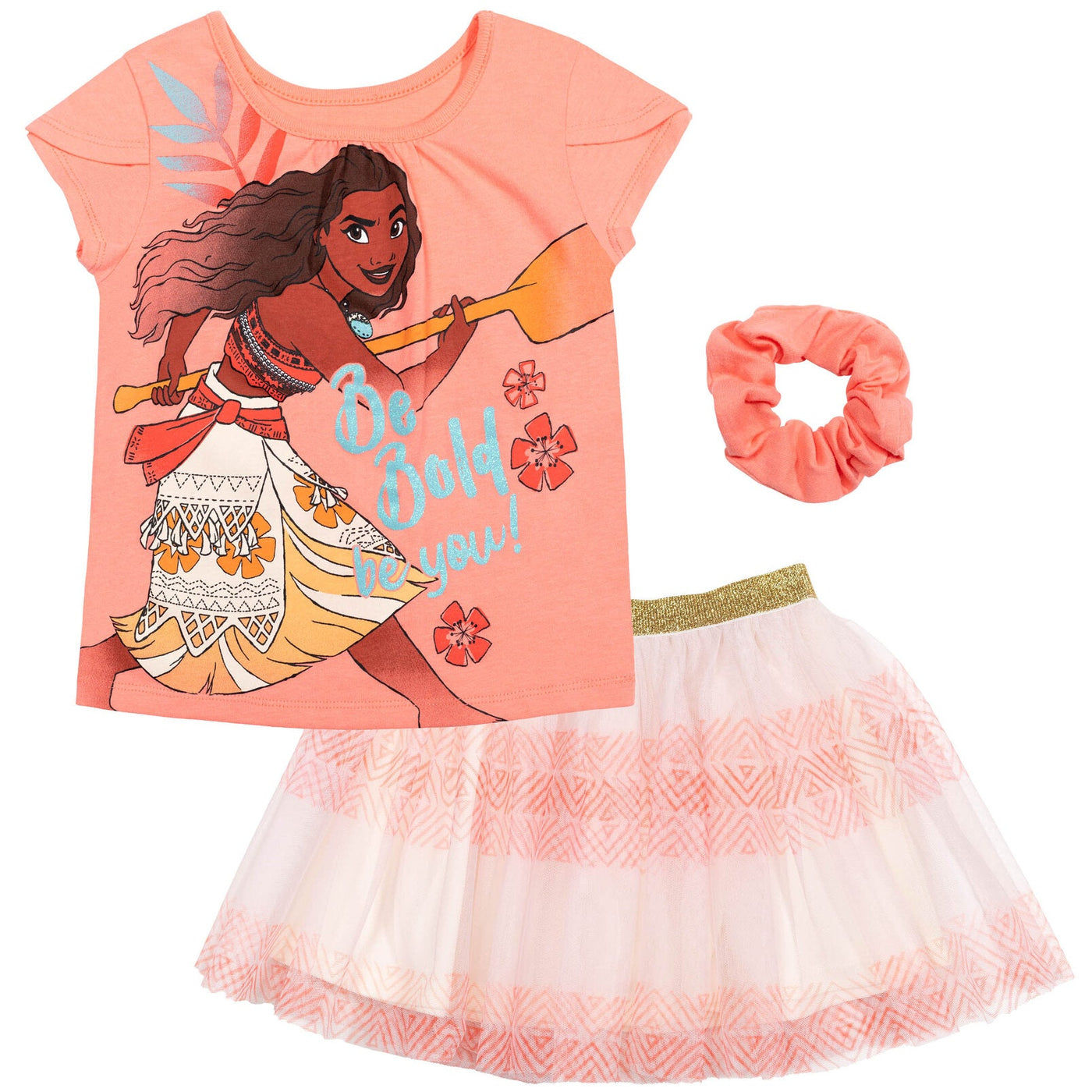 Disney Moana T-Shirt Tulle Skirt and Scrunchie 3 Piece Outfit Set - imagikids