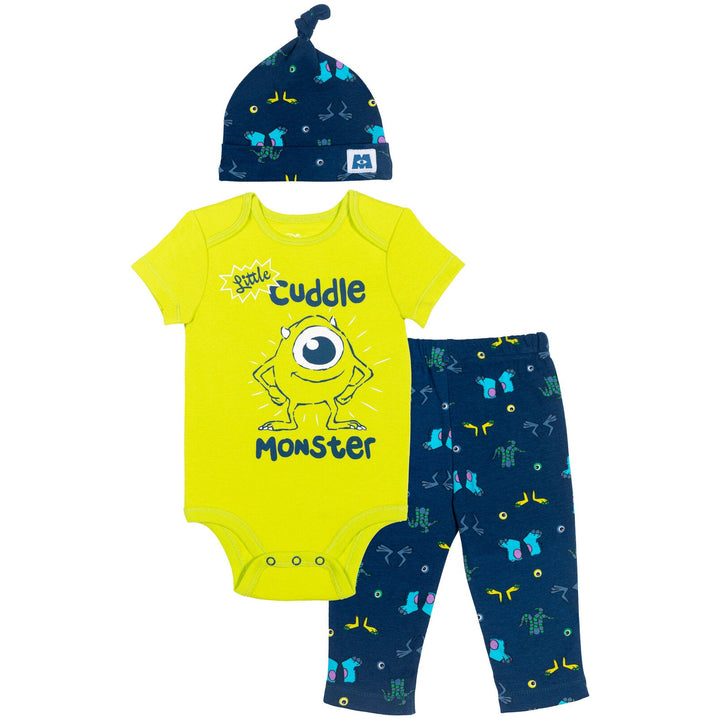 Disney Monsters Inc. Mike Wazowski Bodysuit Pants and Hat 3 Piece Outfit Set - imagikids