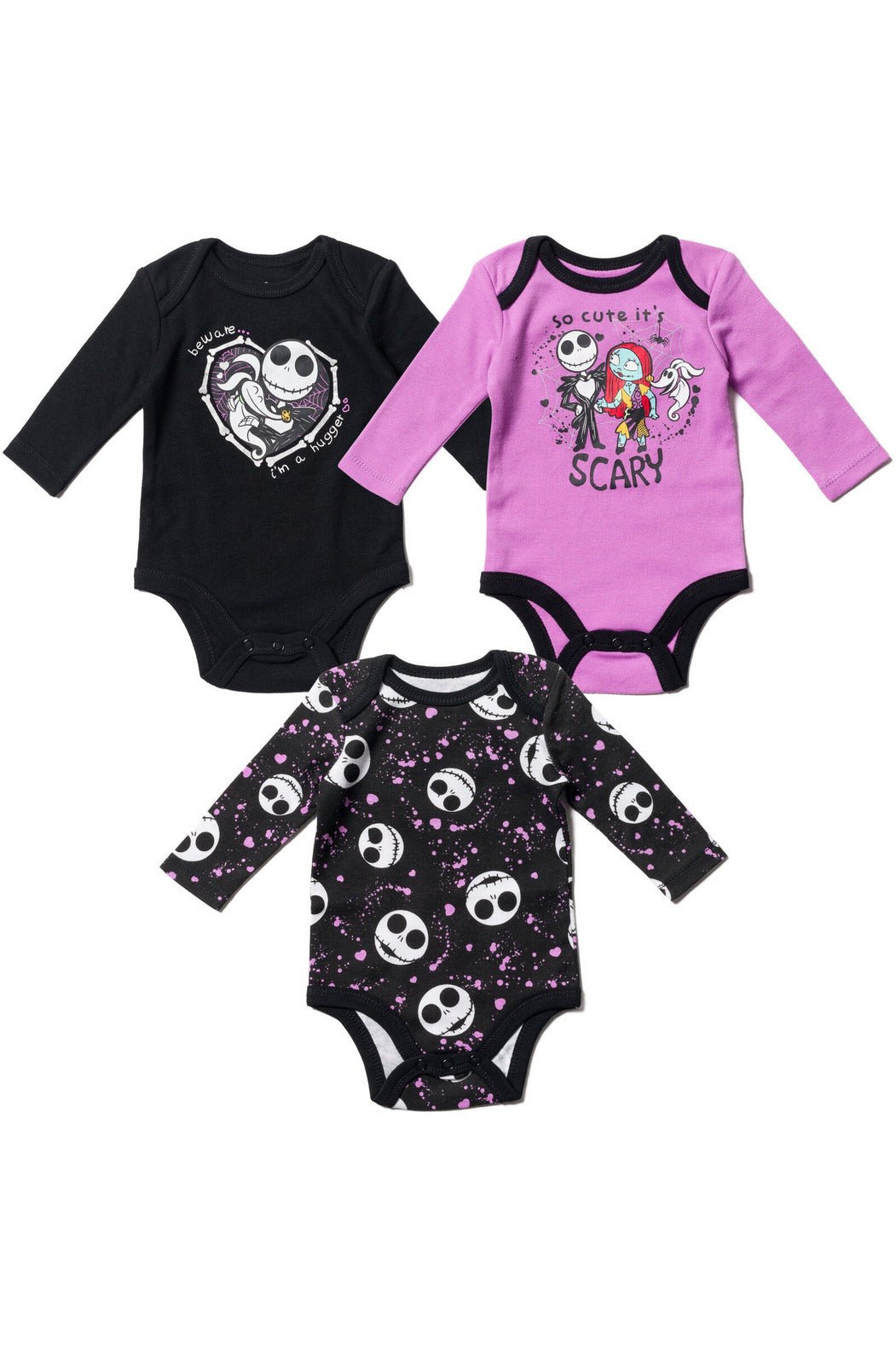 Disney Nightmare Before Christmas 3 Pack Long Sleeve Bodysuits - imagikids