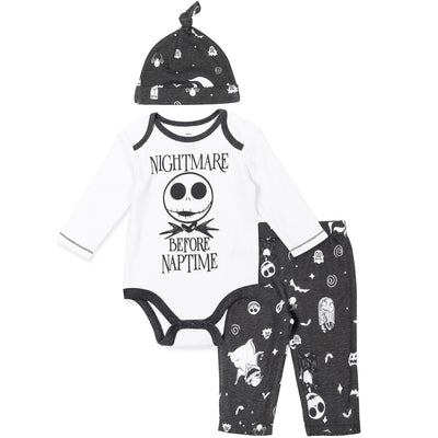 Disney Nightmare Before Christmas Bodysuit Pants and Hat 3 Piece Outfit Set - imagikids