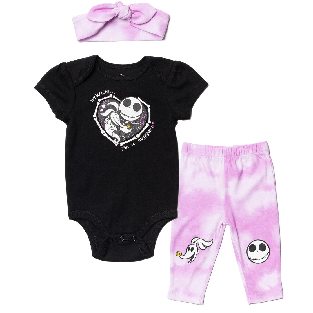 Disney Nightmare Before Christmas Bodysuit Pants and Headband 3 Piece Outfit Set - imagikids