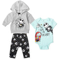 Disney Nightmare Before Christmas Fleece Pullover Hoodie Bodysuit and Pants 3 Piece Outfit Set