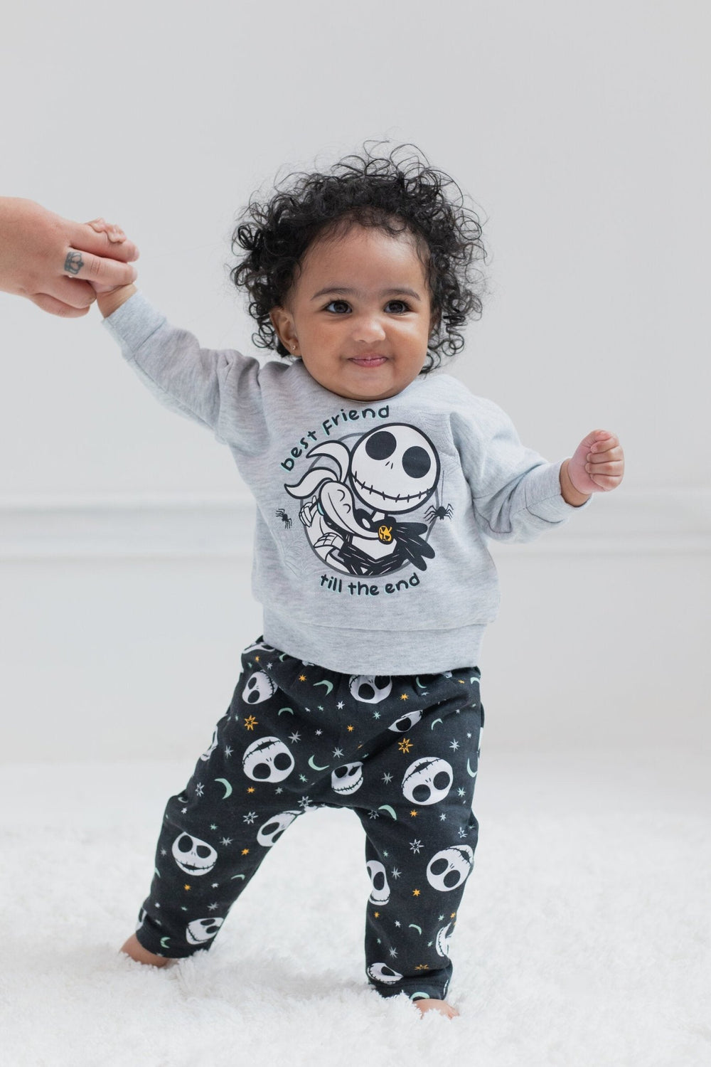 Disney Nightmare Before Christmas Fleece Pullover Hoodie Bodysuit and Pants 3 Piece Outfit Set - imagikids