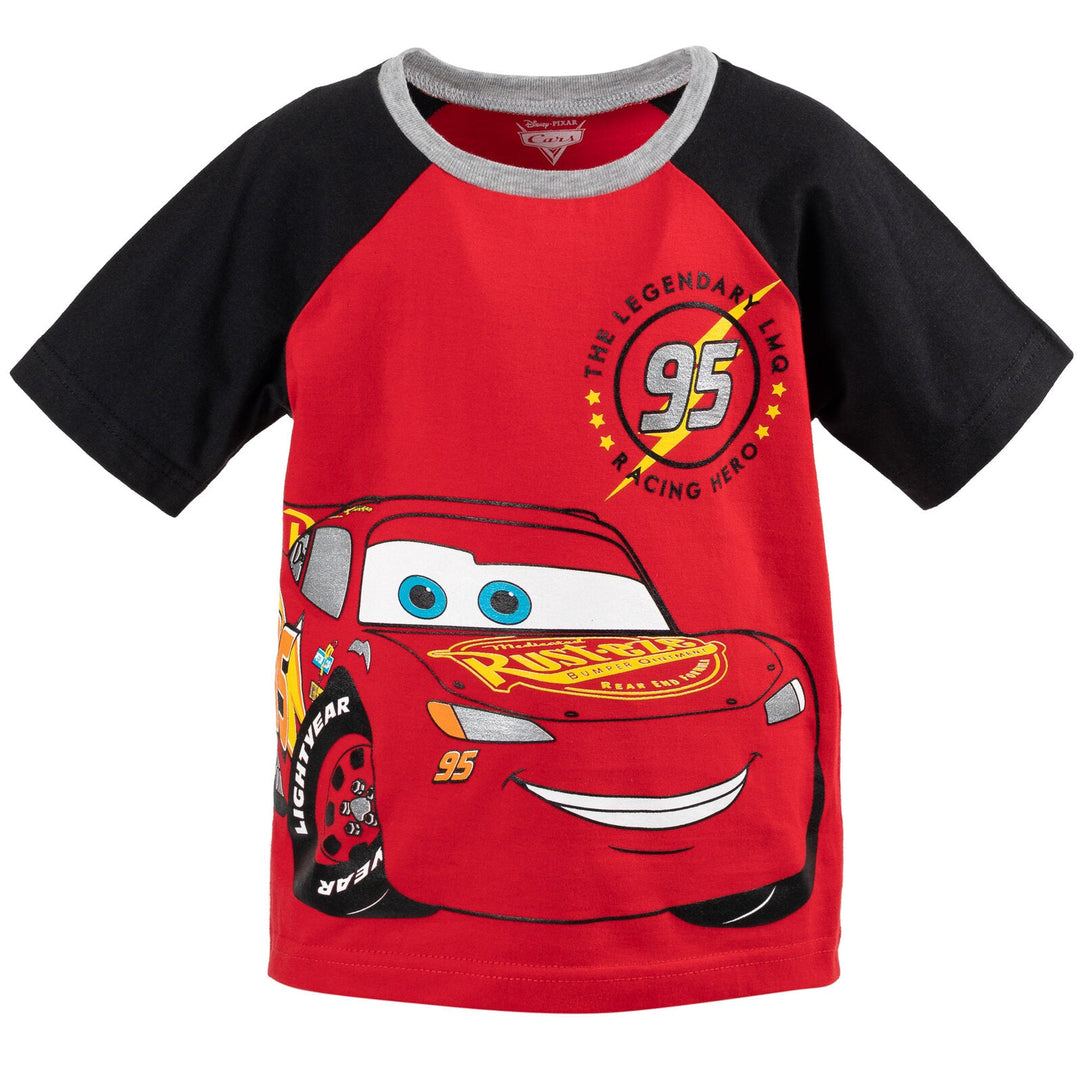 Disney Pixar Cars Lightning McQueen T-Shirt and French Terry Shorts Outfit Set - imagikids