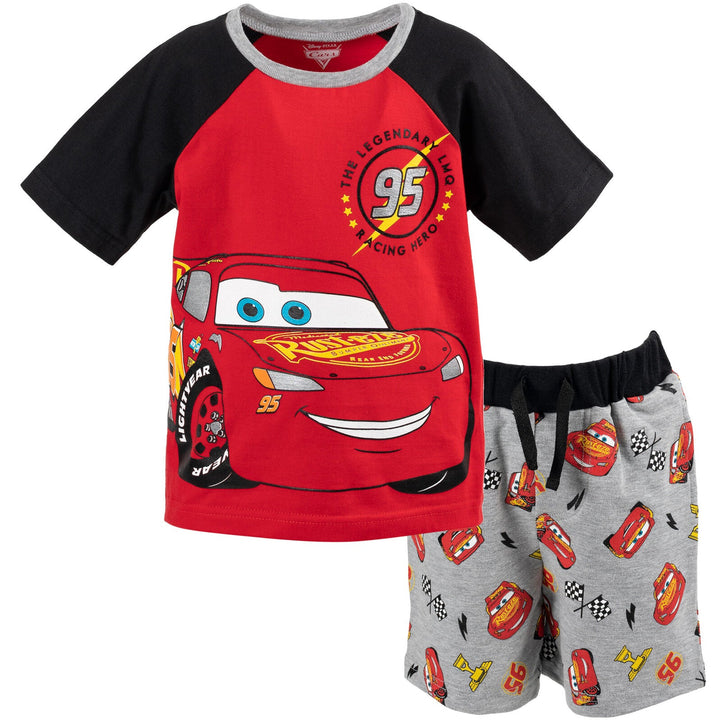 Disney Pixar Cars Lightning McQueen T-Shirt and French Terry Shorts Outfit Set - imagikids