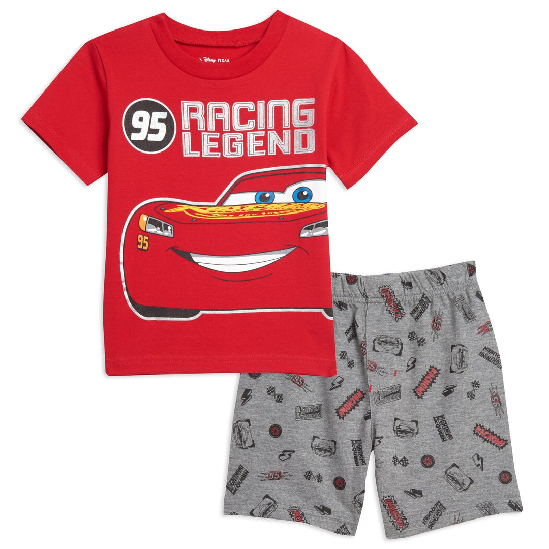 Disney Pixar Cars Lightning McQueen T-Shirt and French Terry Shorts Outfit Set - imagikids