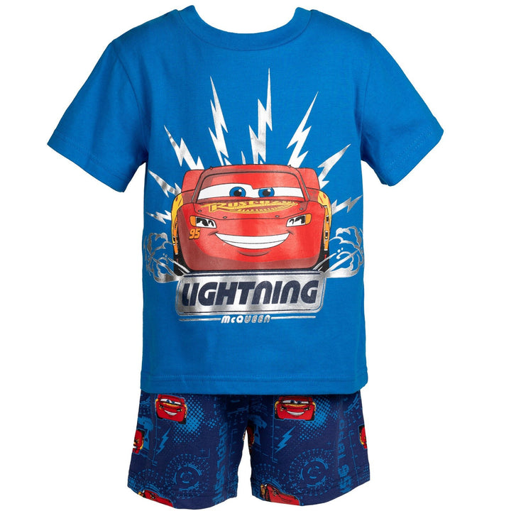 Disney Pixar Cars Lightning McQueen T-Shirt and French Terry Shorts Outfit Set - imagikids