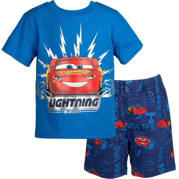 Disney Pixar Cars Lightning McQueen T-Shirt and French Terry Shorts Outfit Set - imagikids