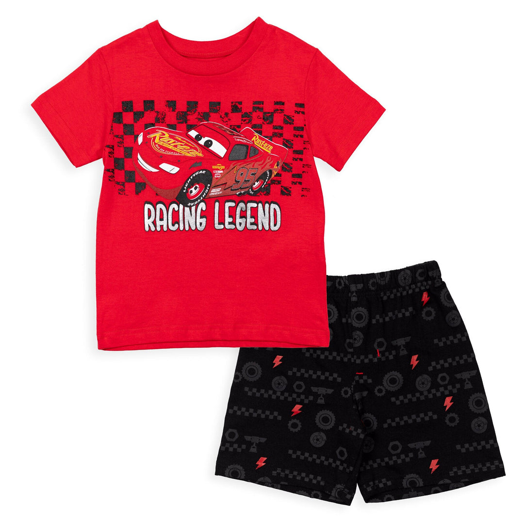 Disney Pixar Cars Lightning McQueen T-Shirt and French Terry Shorts Outfit Set - imagikids