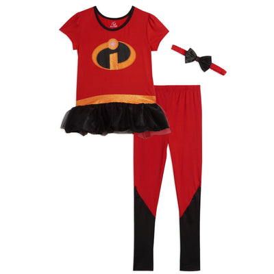 Disney Pixar Incredibles Violet Cosplay Costume T-Shirt Dress Leggings and Headband 3 Piece Set - imagikids
