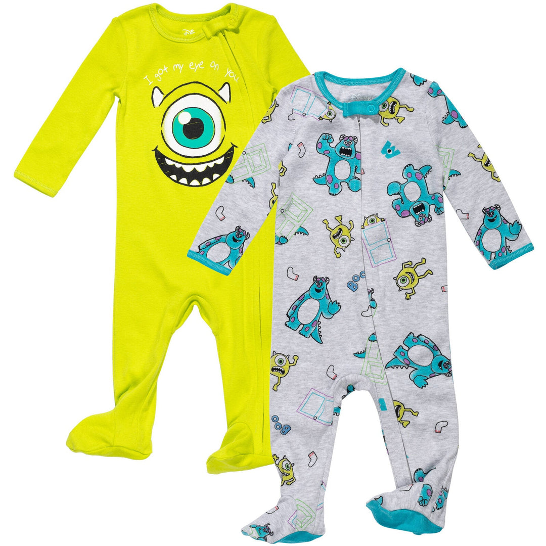 Disney Pixar Monsters Inc. 2 Pack Zip Up Snap Cosplay Sleep N' Play Coveralls - imagikids