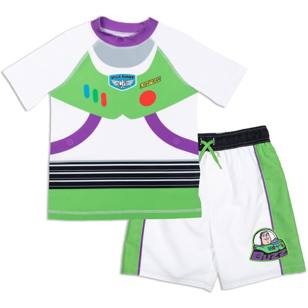 Disney Pixar Toy Story Buzz Lightyear Rash Guard and Swim Trunks Outfit Set - imagikids