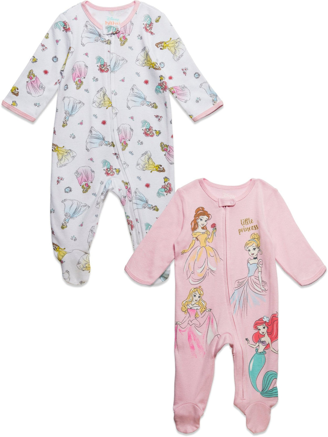 Disney Princess 2 Pack Zip Up Sleep N' Play Coveralls - imagikids