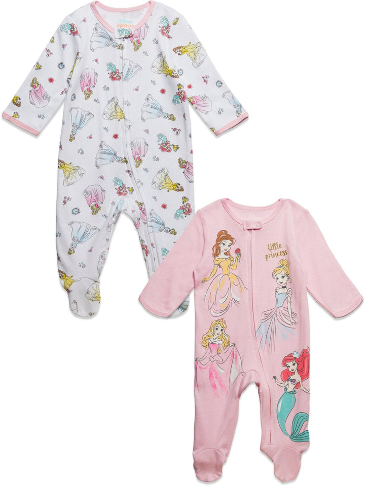 Disney Princess 2 Pack Zip Up Sleep N' Play Coveralls - imagikids