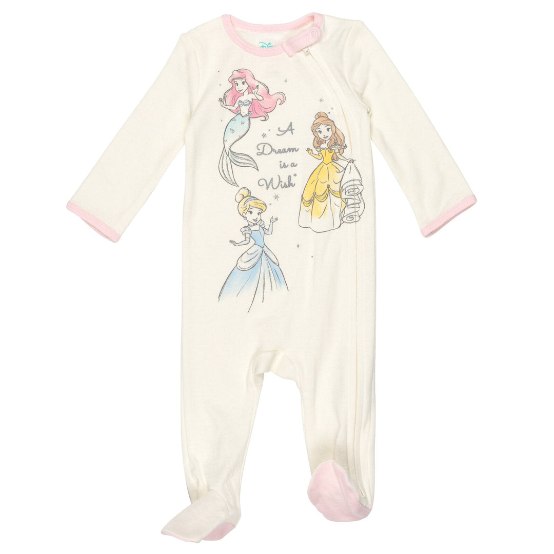 Disney Princess 2 Pack Zip Up Snap Sleep N' Play Coveralls - imagikids