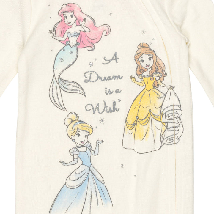 Disney Princess 2 Pack Zip Up Snap Sleep N' Play Coveralls - imagikids