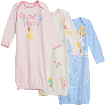 Disney Princess 3 Pack Long Sleeve Swaddle Sleeper Gowns - imagikids